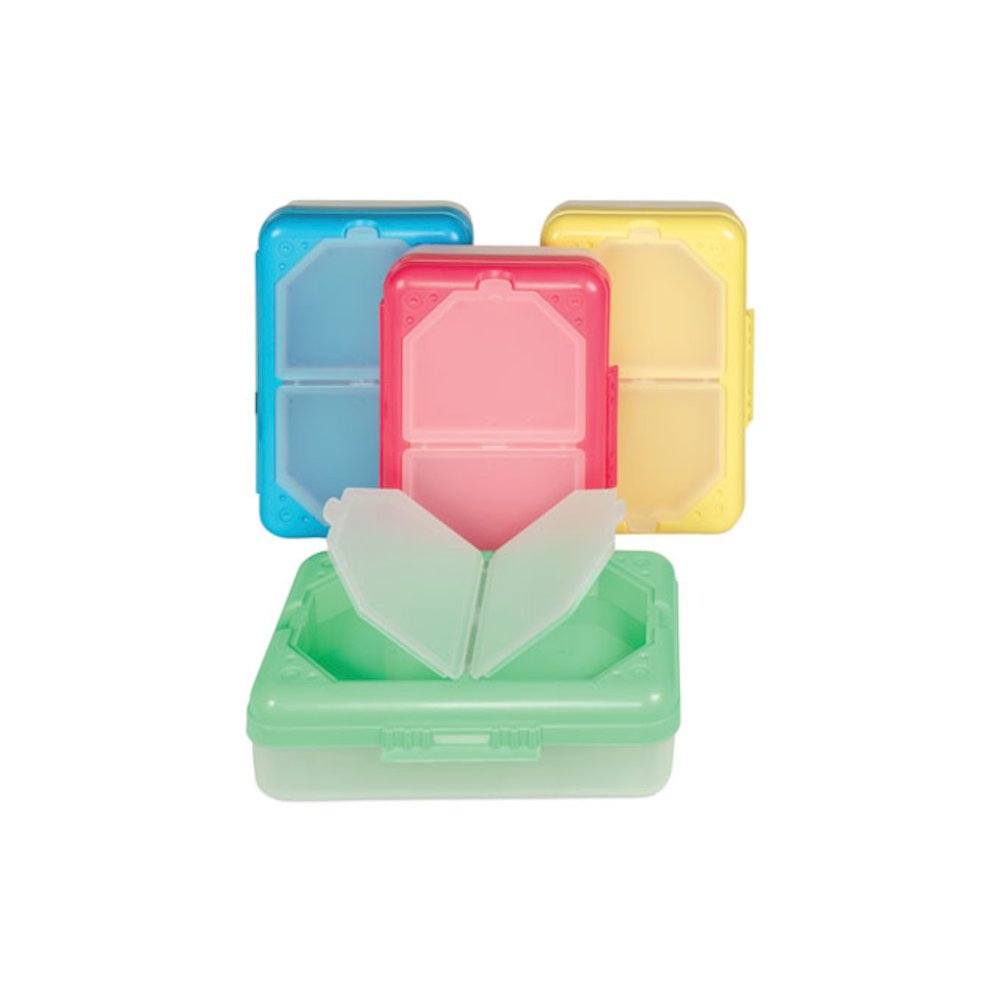 Storage Box, 3 Compartments, 8.25" x 5.43" x 2.43", Assorted Colors, 12/Carton. Picture 1