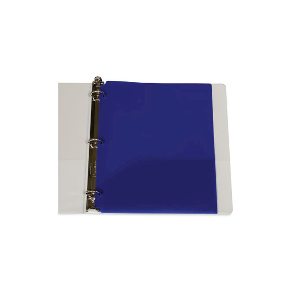 Two-Pocket Heavyweight Poly Portfolio Folder with 3-Hole Punch, Accommodates 11 x 8.5 Sheets, Blue, 25/Box. Picture 5
