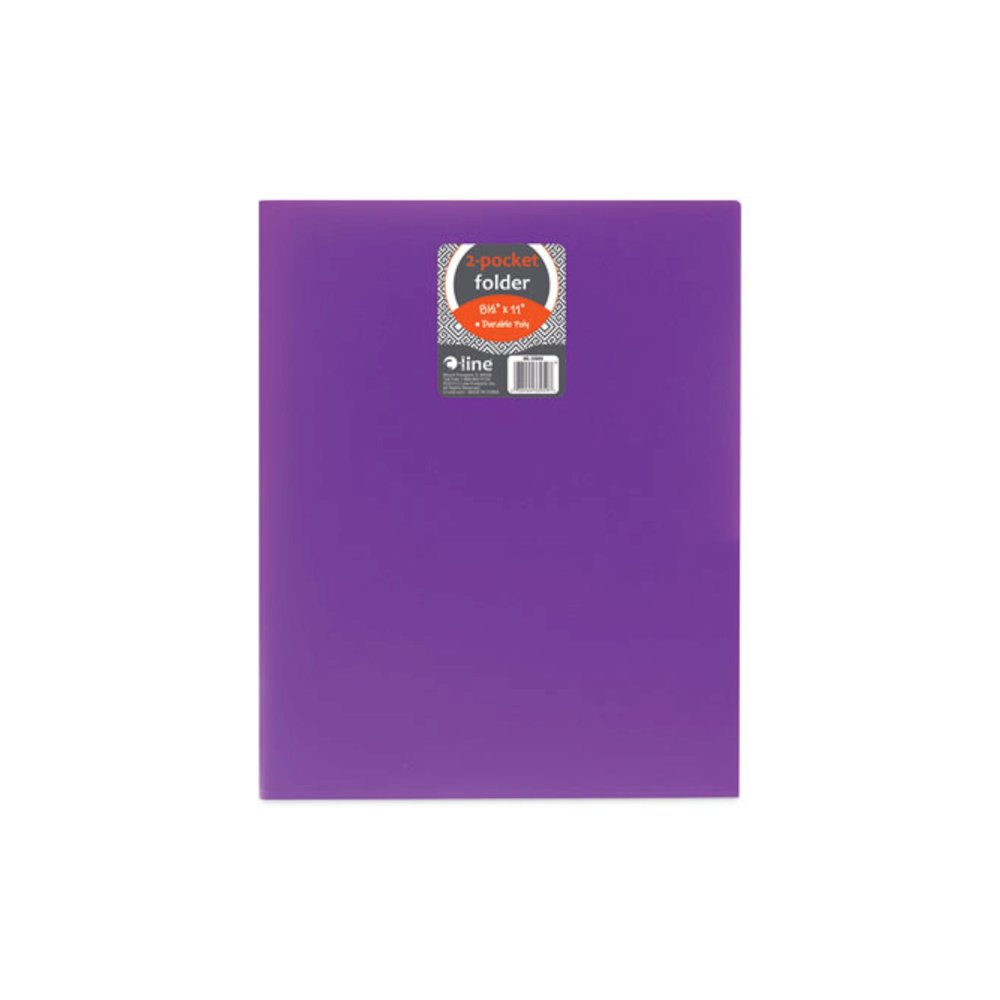Two-Pocket Heavyweight Poly Portfolio Folder, Accommodates 11 x 8.5 Sheets, Purple, 25/Box. Picture 2
