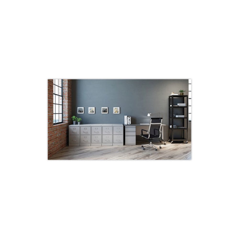 Two-Drawer Economy Vertical File, Letter-Size File Drawers, 15" x 22" x 28.37", Light Gray. Picture 5