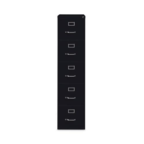 Five-Drawer Economy Vertical File, Letter-Size File Drawers, 15" x 26.5" x 61.37", Black. Picture 2