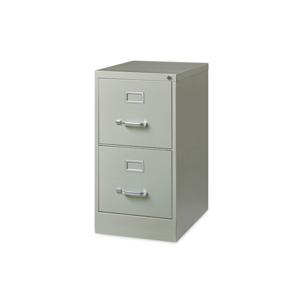 Two-Drawer Economy Vertical File, Letter-Size File Drawers, 15" x 22" x 28.37", Light Gray. Picture 2