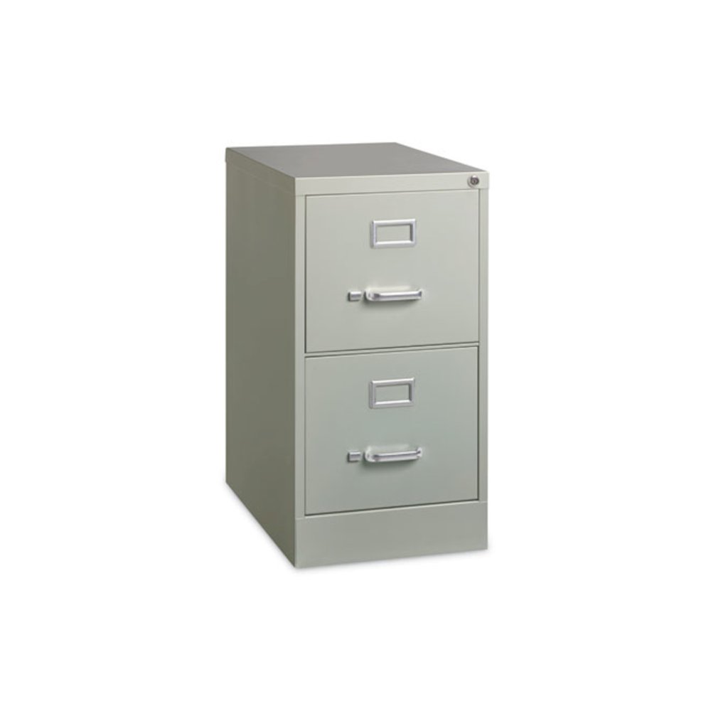 Two-Drawer Economy Vertical File, Letter-Size File Drawers, 15" x 22" x 28.37", Light Gray. Picture 3