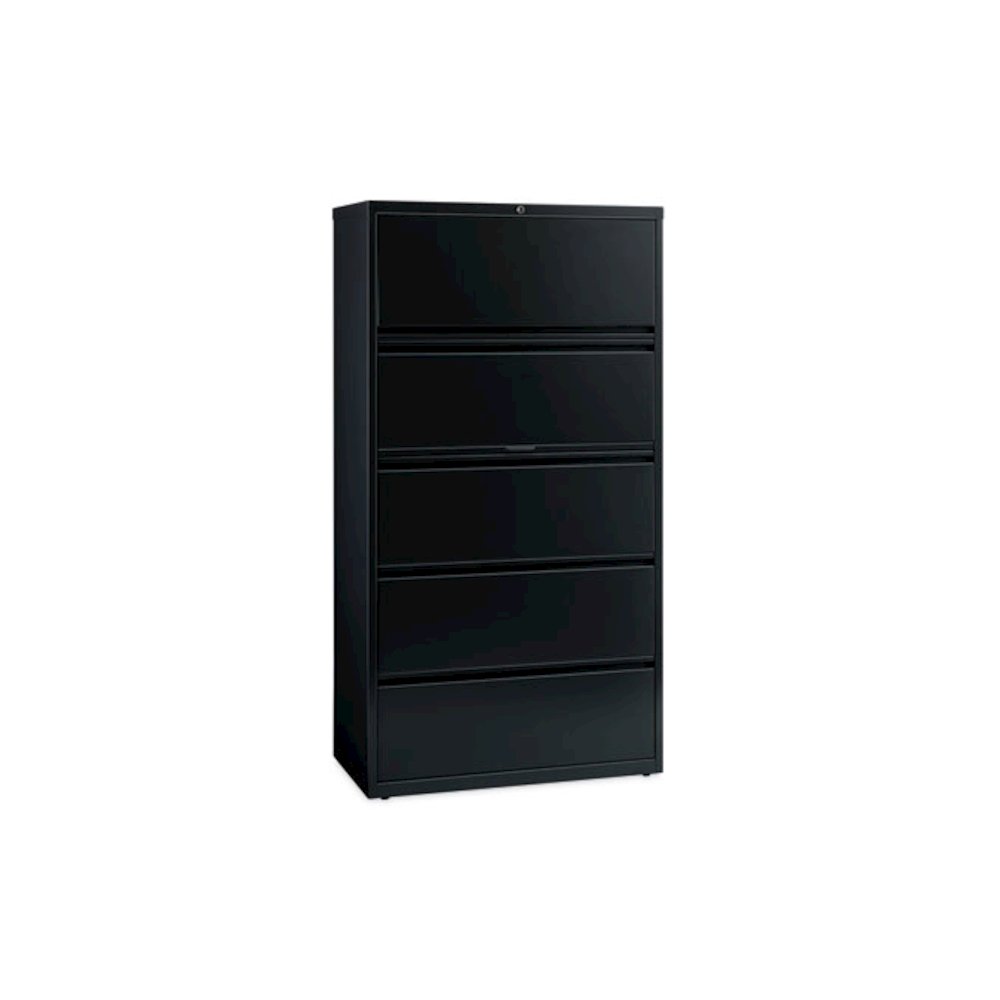 Lateral File Cabinet, 5 Letter/Legal/A4-Size File Drawers, Black, 36 x 18.62 x 67.62. Picture 1