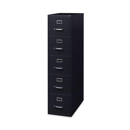 Five-Drawer Economy Vertical File, Letter-Size File Drawers, 15" x 26.5" x 61.37", Black. Picture 4