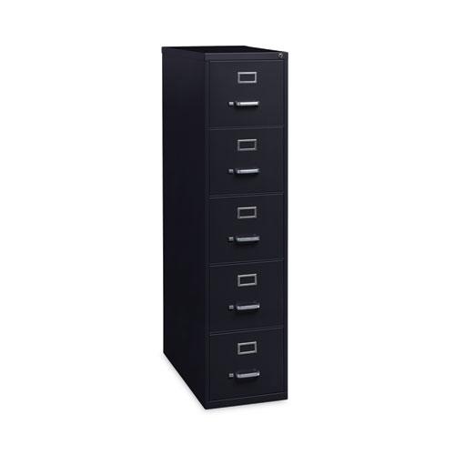 Five-Drawer Economy Vertical File, Letter-Size File Drawers, 15" x 26.5" x 61.37", Black. Picture 1