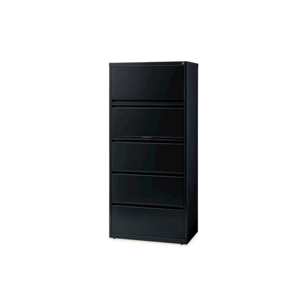 Lateral File, Five Legal/Letter/A4-Size File Drawers, 30" x 18.62" x 67.62", Black. Picture 1