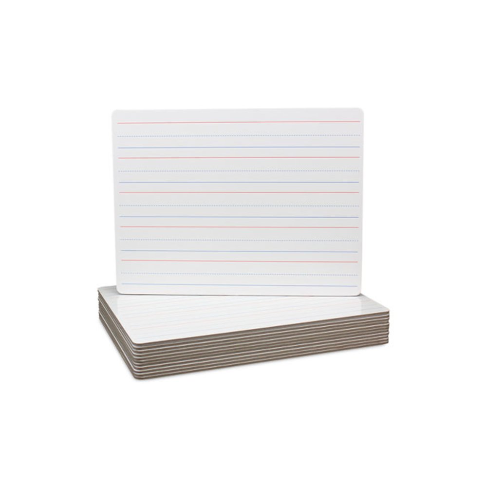 Magnetic Two-Sided Red/Blue Ruled Dry Erase Board, 12" x 9", White Surface, 12/Pack. Picture 2