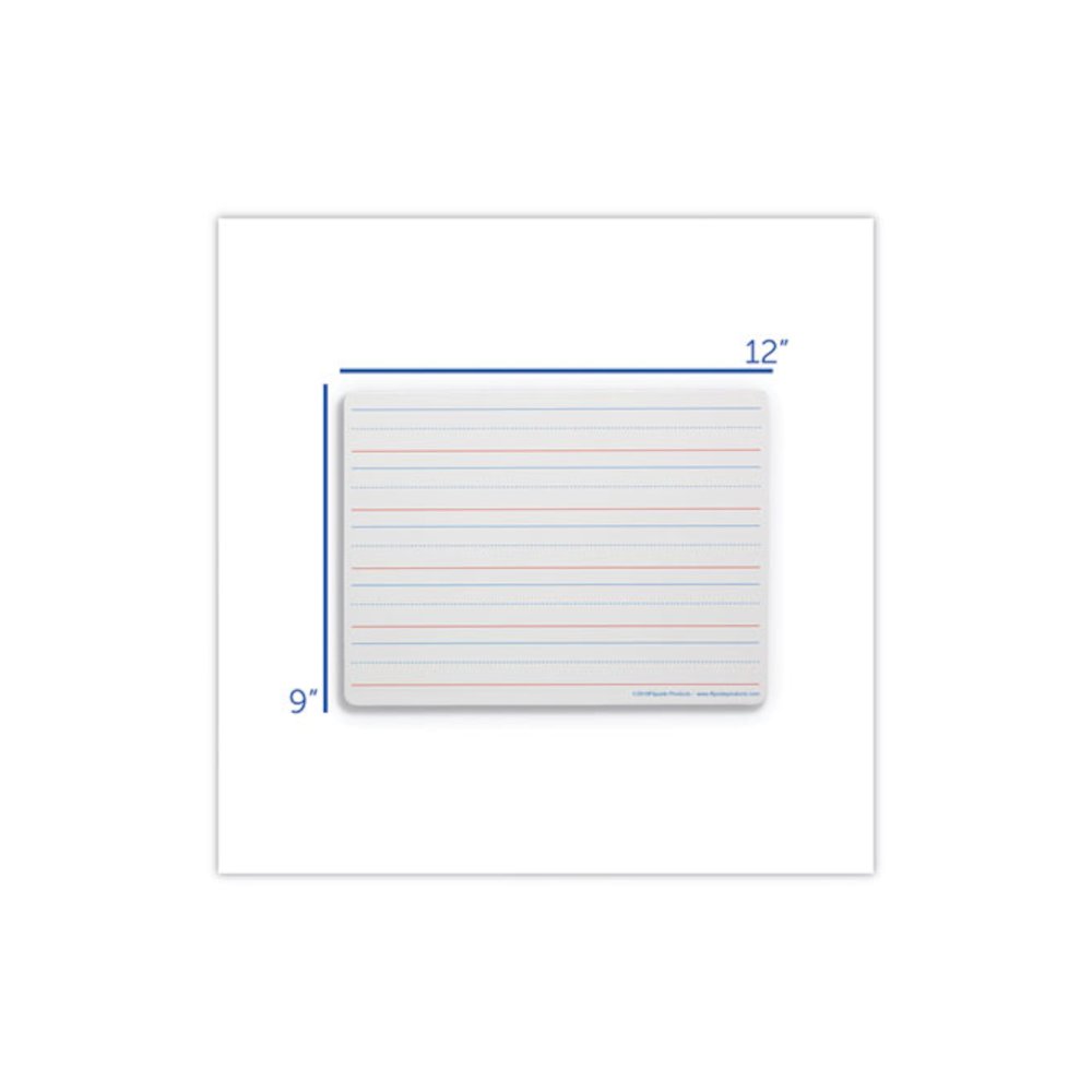 Magnetic Two-Sided Red/Blue Ruled Dry Erase Board, 12" x 9", White Surface, 12/Pack. Picture 4