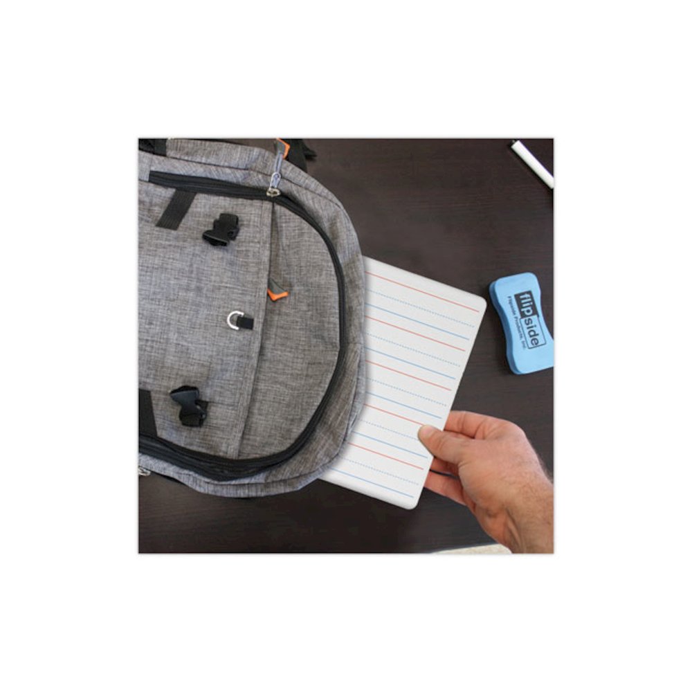 Magnetic Two-Sided Red/Blue Ruled Dry Erase Board, 12" x 9", White Surface, 12/Pack. Picture 5