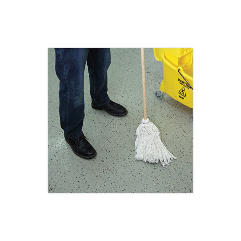 Handle/Deck Mops, #16 White Rayon Head, 48" Natural Wood Handle. Picture 4
