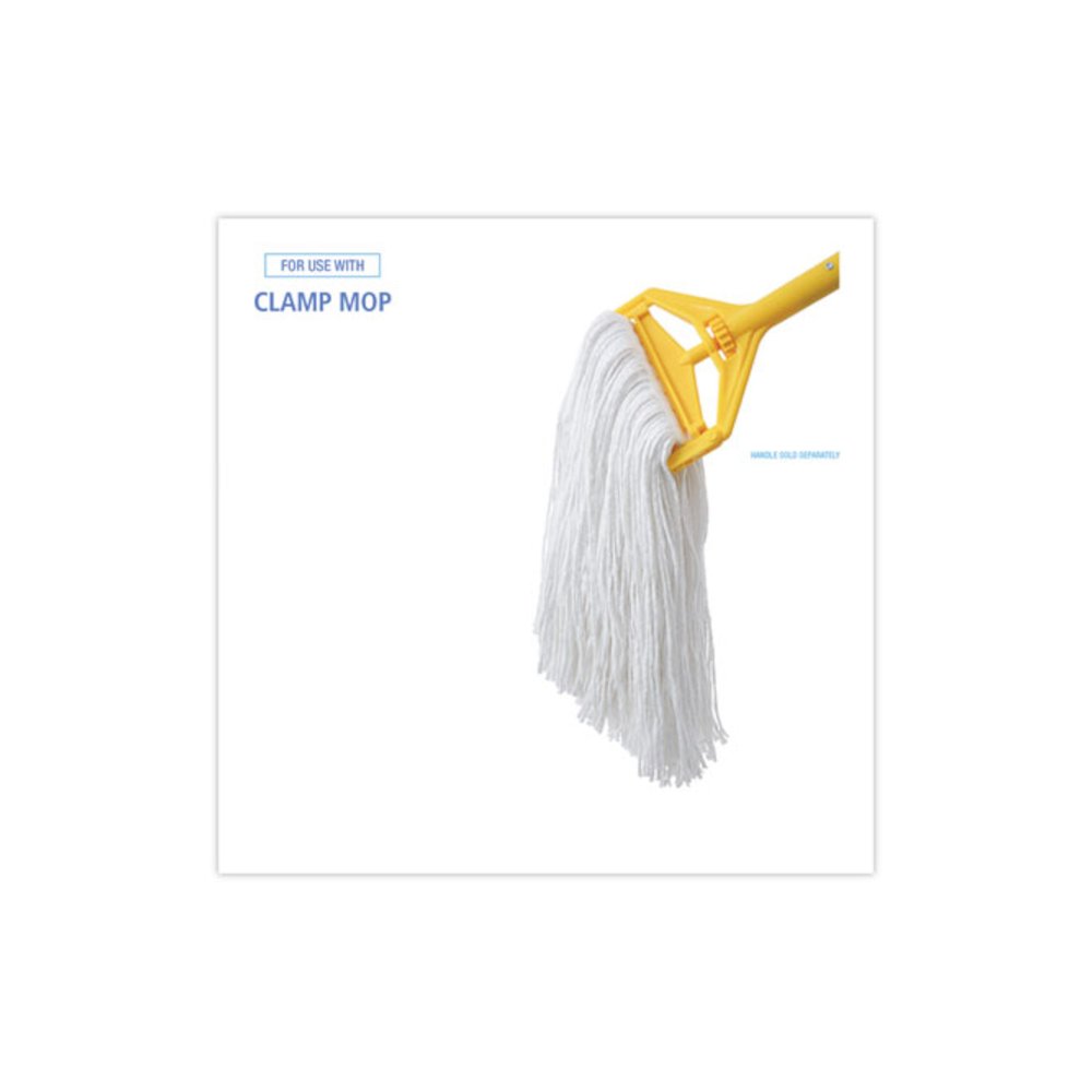 Premium Cut-End Wet Mop Heads, Rayon, 20 oz, White, 12/Carton. Picture 3