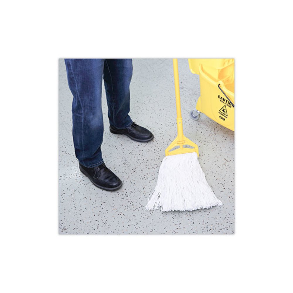 Premium Cut-End Wet Mop Heads, Rayon, 20 oz, White, 12/Carton. Picture 5