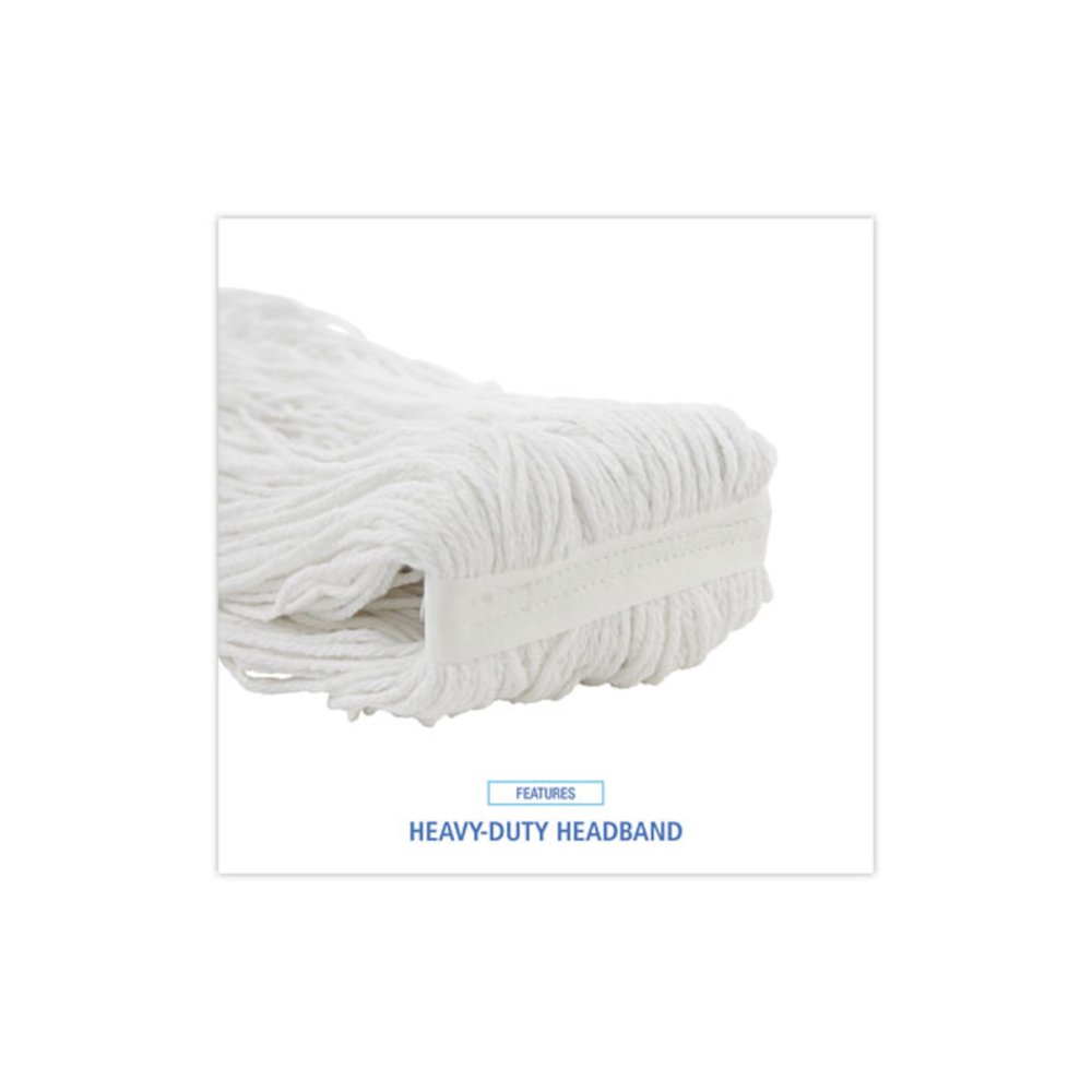 Premium Cut-End Wet Mop Heads, Rayon, 20 oz, White, 12/Carton. Picture 6