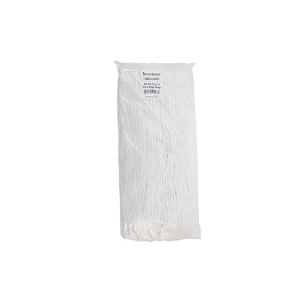 Premium Cut-End Wet Mop Heads, Rayon, 20 oz, White, 12/Carton. Picture 7