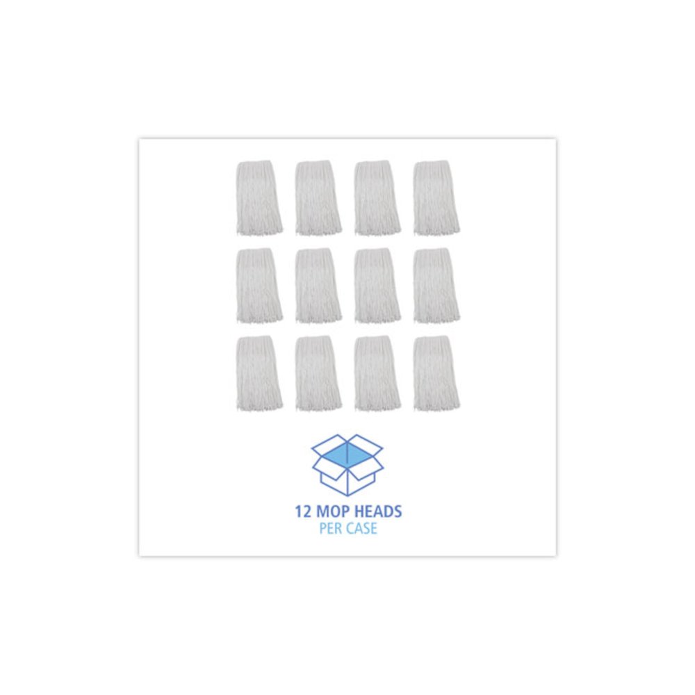 Premium Cut-End Wet Mop Heads, Rayon, 20 oz, White, 12/Carton. Picture 8