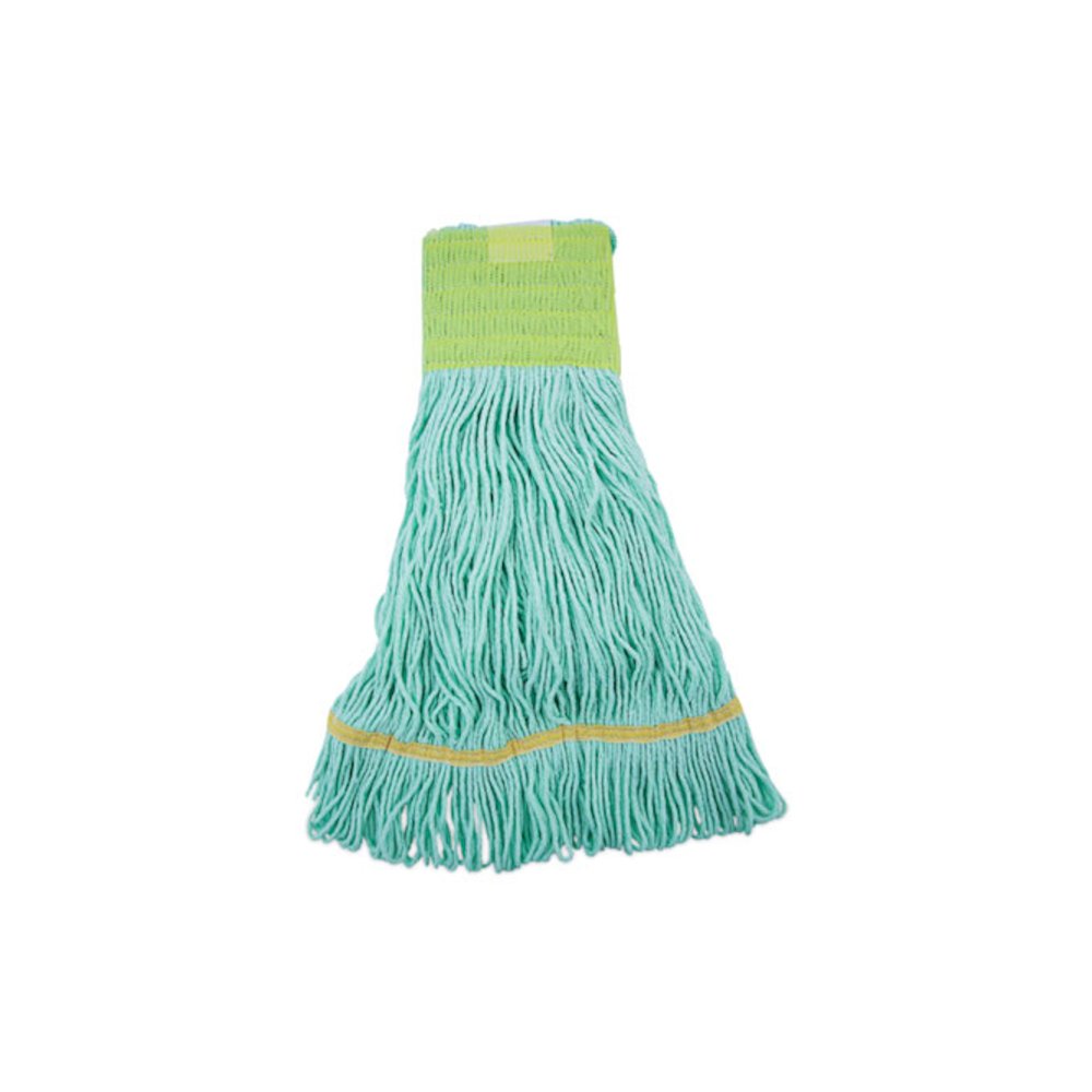 EcoMop Looped-End Mop Head, Recycled Fibers, Medium Size, Green. Picture 1
