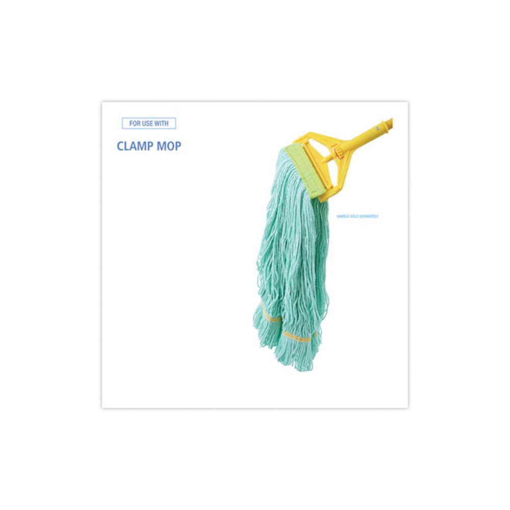 EcoMop Looped-End Mop Head, Recycled Fibers, Medium Size, Green. Picture 3