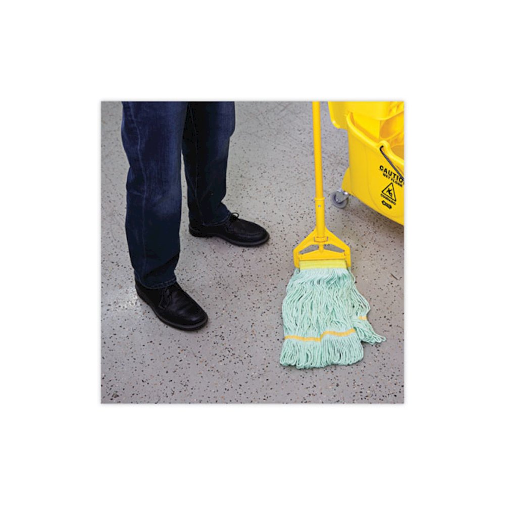 EcoMop Looped-End Mop Head, Recycled Fibers, Medium Size, Green. Picture 5