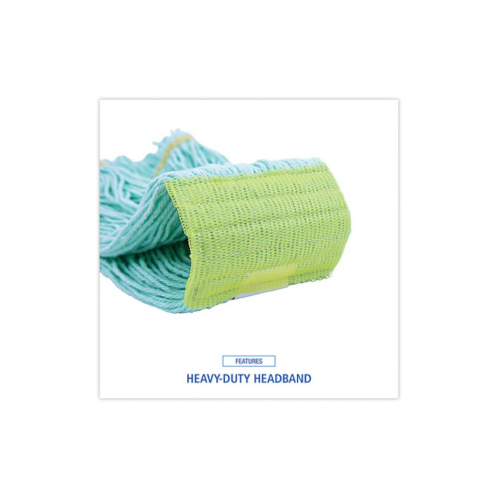 EcoMop Looped-End Mop Head, Recycled Fibers, Medium Size, Green. Picture 6