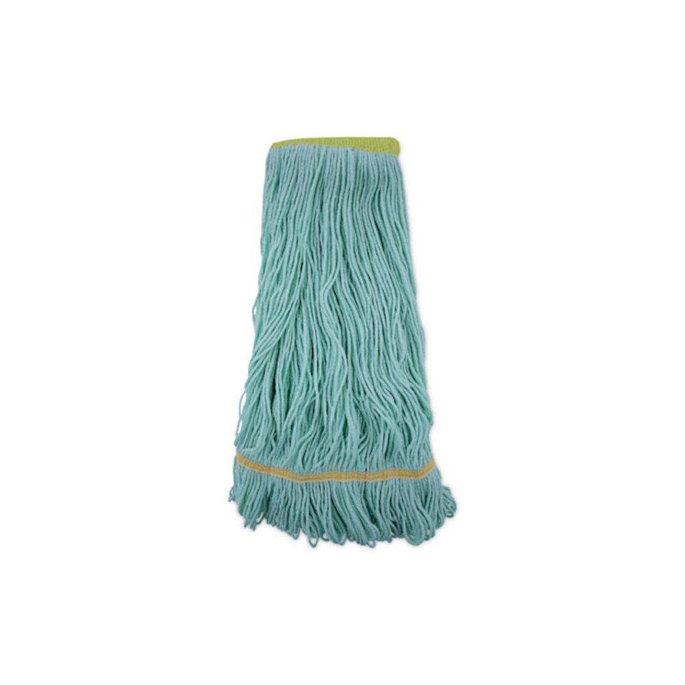 EcoMop Looped-End Mop Head, Recycled Fibers, Extra Large Size, Green. Picture 1