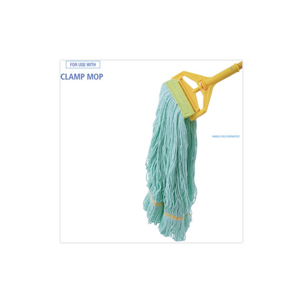 EcoMop Looped-End Mop Head, Recycled Fibers, Extra Large Size, Green. Picture 3