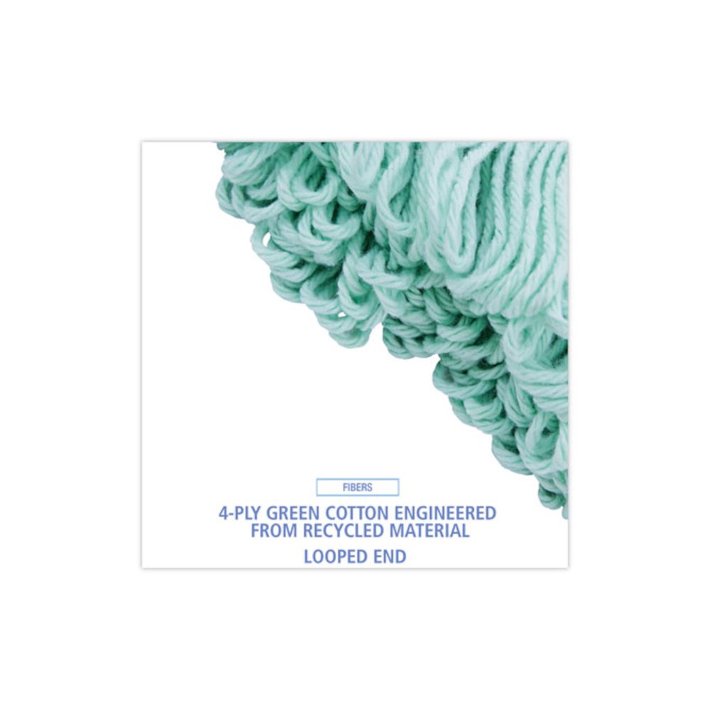 EcoMop Looped-End Mop Head, Recycled Fibers, Extra Large Size, Green. Picture 4