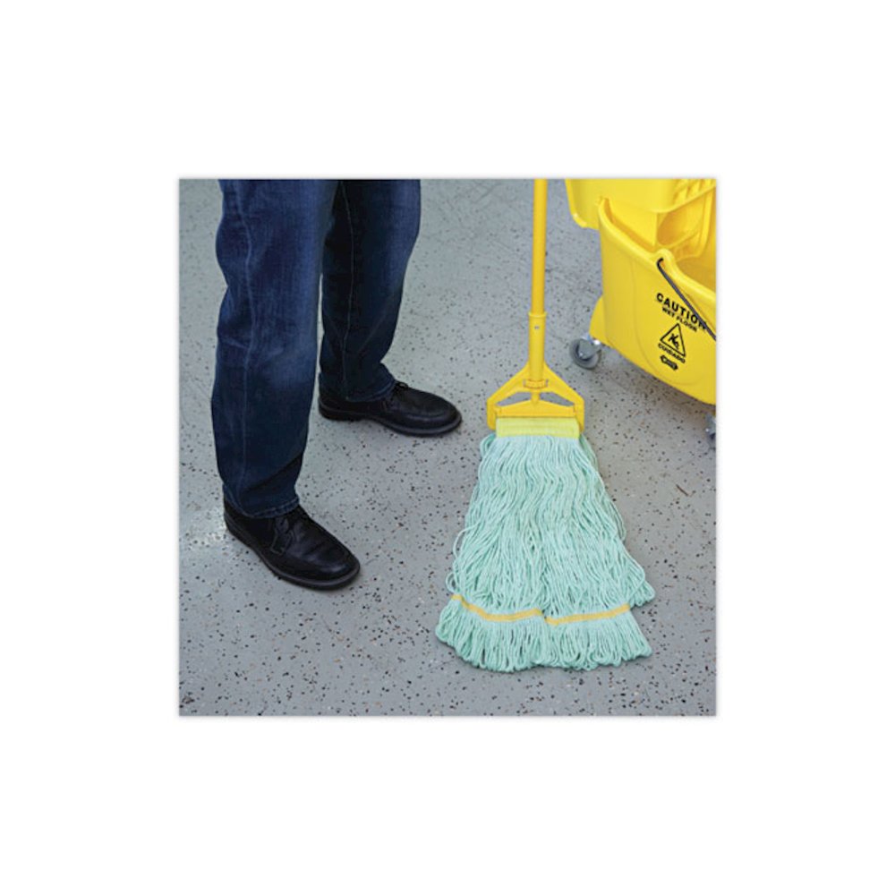 EcoMop Looped-End Mop Head, Recycled Fibers, Extra Large Size, Green. Picture 5