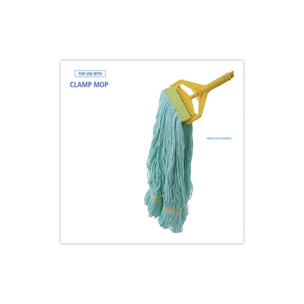 EcoMop Looped-End Mop Head, Recycled Fibers, Extra Large Size, Green, 12/Carton. Picture 3