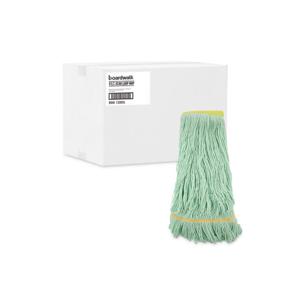 EcoMop Looped-End Mop Head, Recycled Fibers, Extra Large Size, Green, 12/Carton. Picture 9