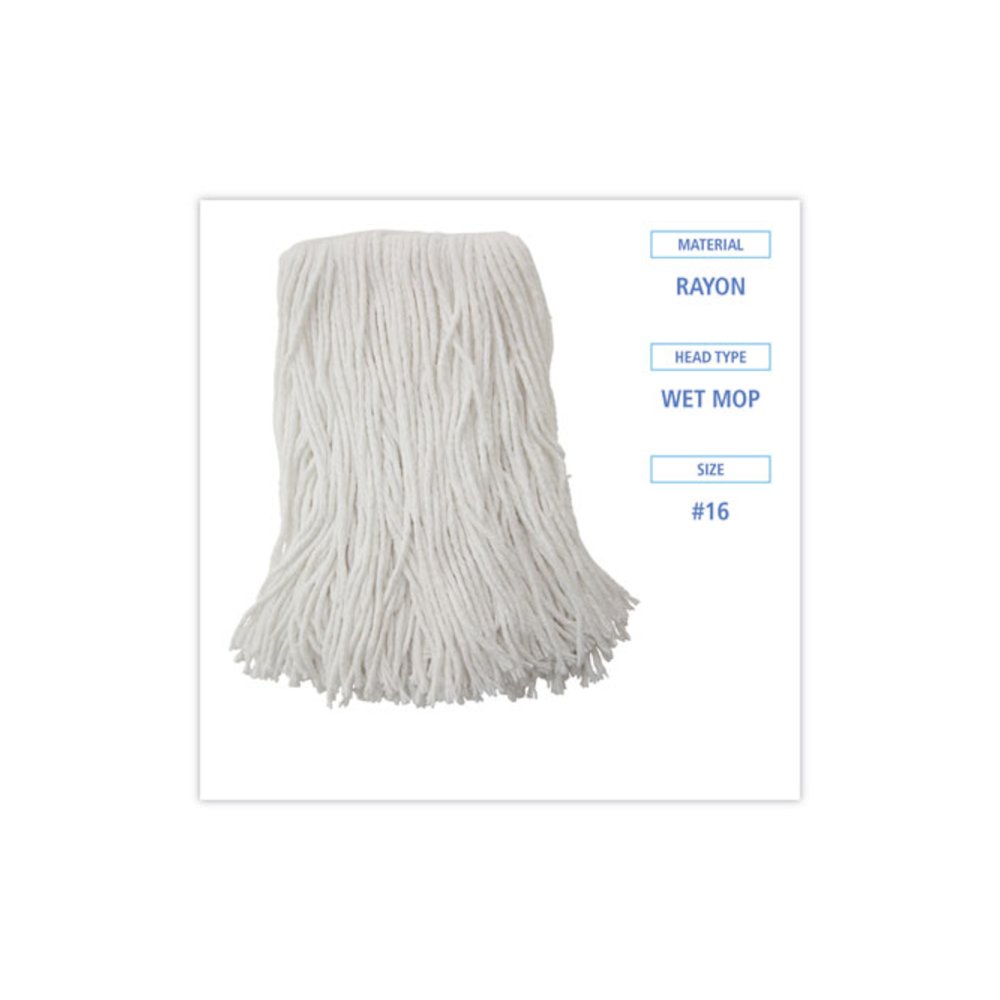 Mop Head, Value Standard Head, Rayon Fiber, Cut-End, #16, White, 12/Carton. Picture 2