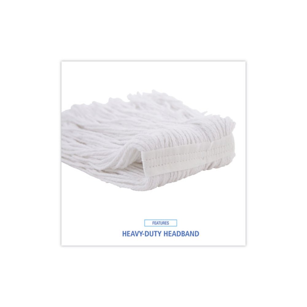 Mop Head, Value Standard Head, Rayon Fiber, Cut-End, #16, White, 12/Carton. Picture 6