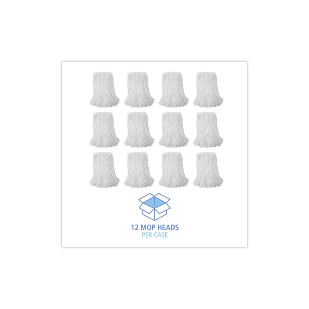 Mop Head, Value Standard Head, Rayon Fiber, Cut-End, #16, White, 12/Carton. Picture 8