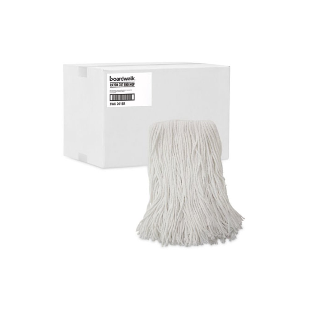 Mop Head, Value Standard Head, Rayon Fiber, Cut-End, #16, White, 12/Carton. Picture 9