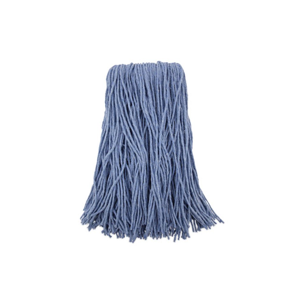 Mop Head, Standard Head, Cotton/Synthetic Fiber, Cut-End, #24, Blue, 12/Carton. Picture 1