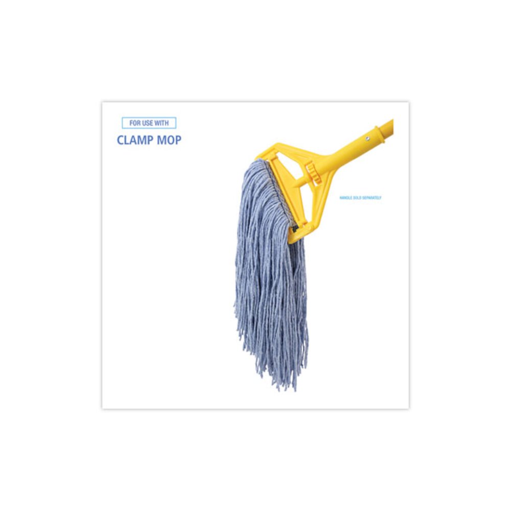 Mop Head, Standard Head, Cotton/Synthetic Fiber, Cut-End, #24, Blue, 12/Carton. Picture 3