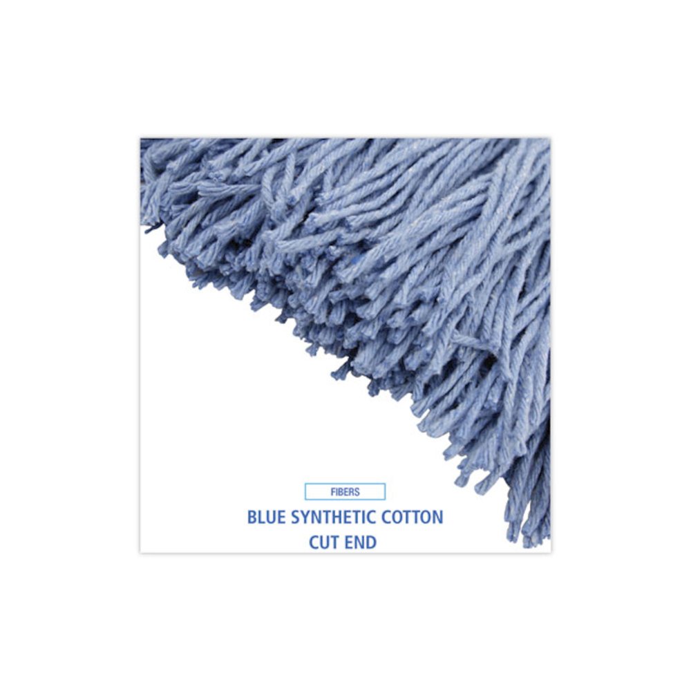 Mop Head, Standard Head, Cotton/Synthetic Fiber, Cut-End, #24, Blue, 12/Carton. Picture 4