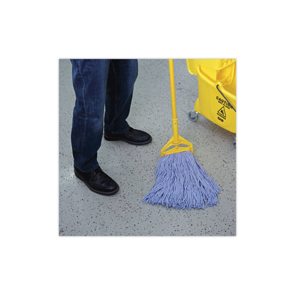 Mop Head, Standard Head, Cotton/Synthetic Fiber, Cut-End, #24, Blue, 12/Carton. Picture 5