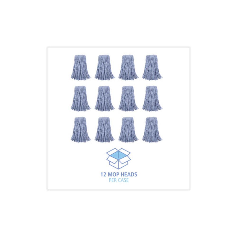 Mop Head, Standard Head, Cotton/Synthetic Fiber, Cut-End, #24, Blue, 12/Carton. Picture 8