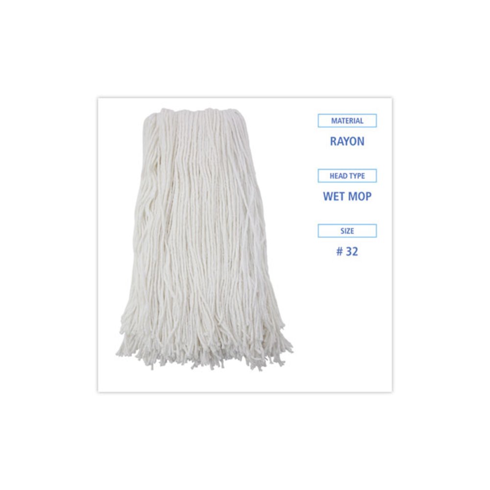 Cut-End Wet Mop Head, Rayon, No. 32, White, 12/Carton. Picture 2