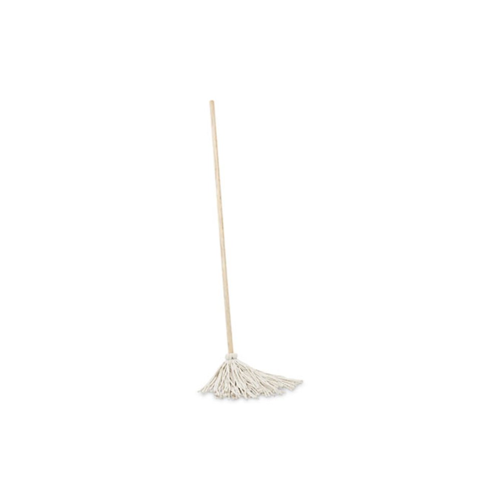 Handle/Deck Mops, #12 White Cotton Head, 48" Natural Wood Handle, 6/Pack. Picture 1