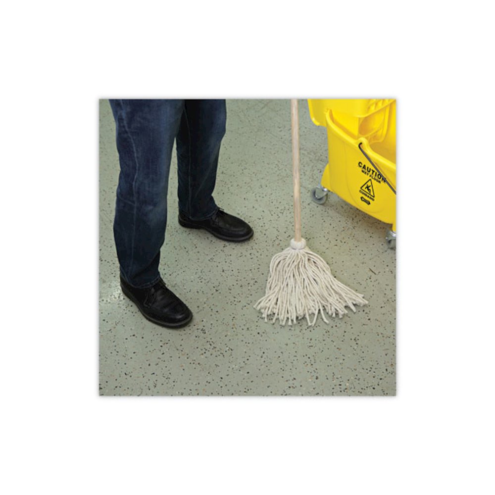Handle/Deck Mops, #12 White Cotton Head, 48" Natural Wood Handle, 6/Pack. Picture 4