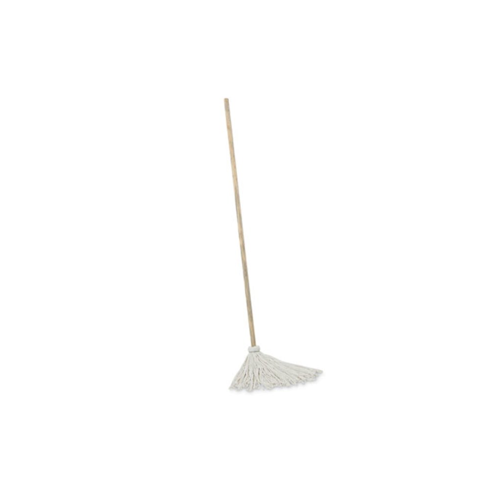 Handle/Deck Mops, #12 White Rayon Head, 48" Natural Wood Handle, 6/Pack. Picture 1