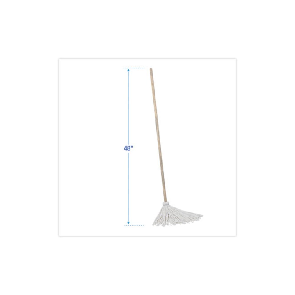 Handle/Deck Mops, #12 White Rayon Head, 48" Natural Wood Handle, 6/Pack. Picture 2