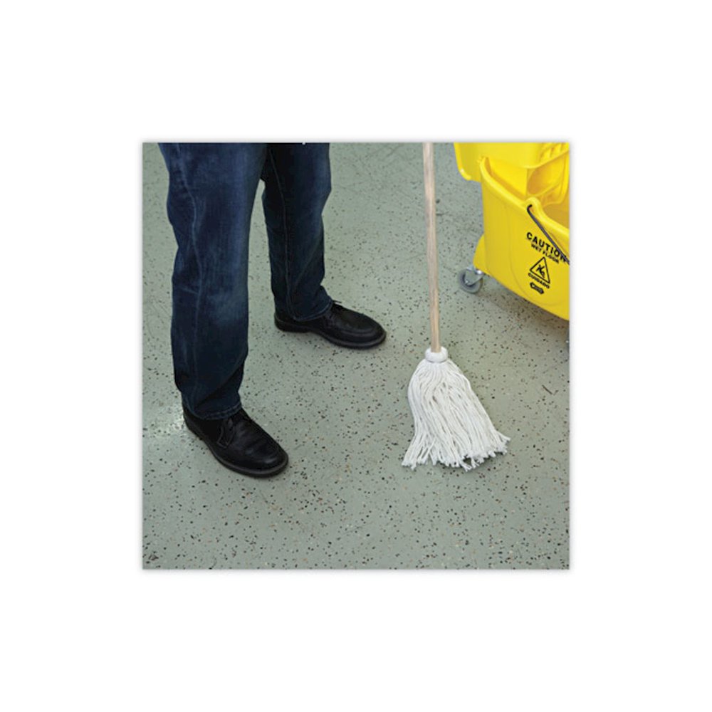 Handle/Deck Mops, #12 White Rayon Head, 48" Natural Wood Handle, 6/Pack. Picture 4