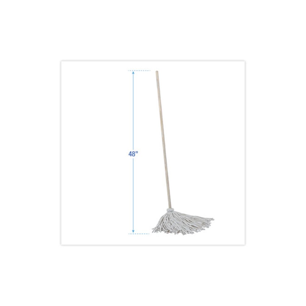 Handle/Deck Mops, #16 White Cotton Head, 48" Natural Wood Handle. Picture 2