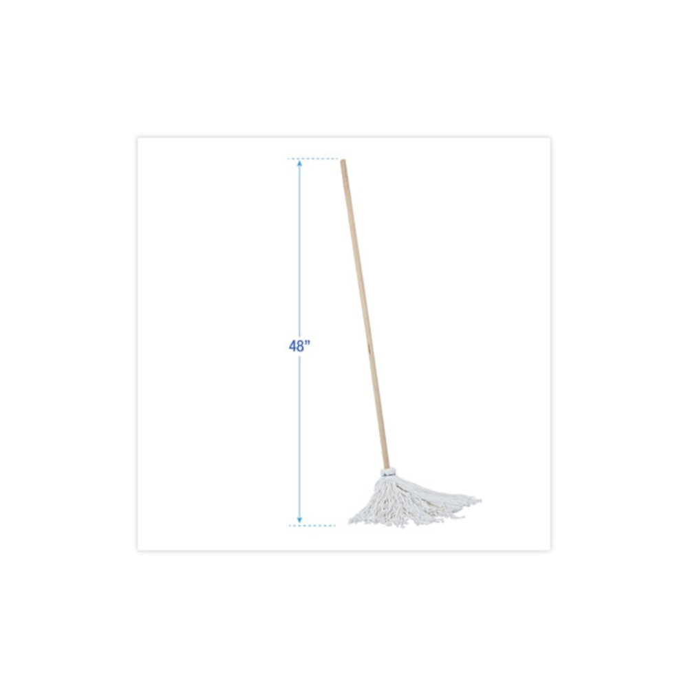 Handle/Deck Mops, #16 White Rayon Head, 48" Natural Wood Handle. Picture 2