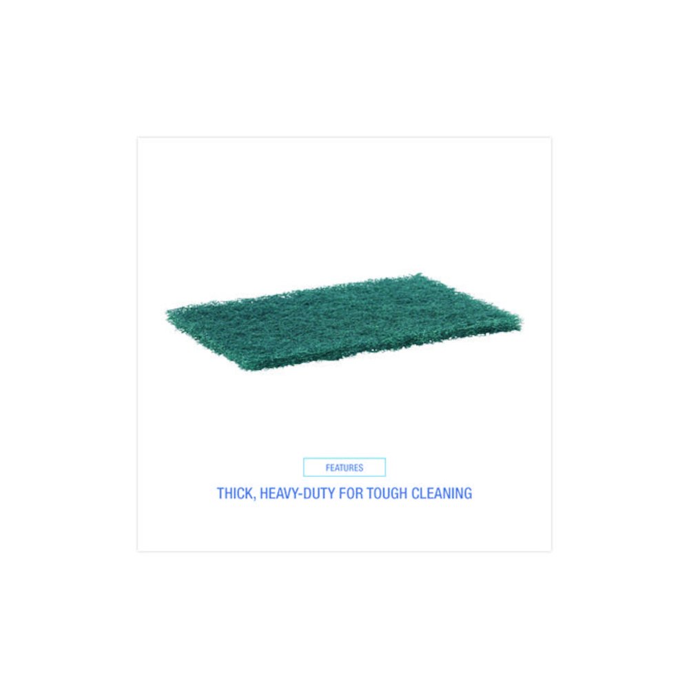 Heavy-Duty Scouring Pad, 6 x 9, Green, 15/Carton. Picture 5