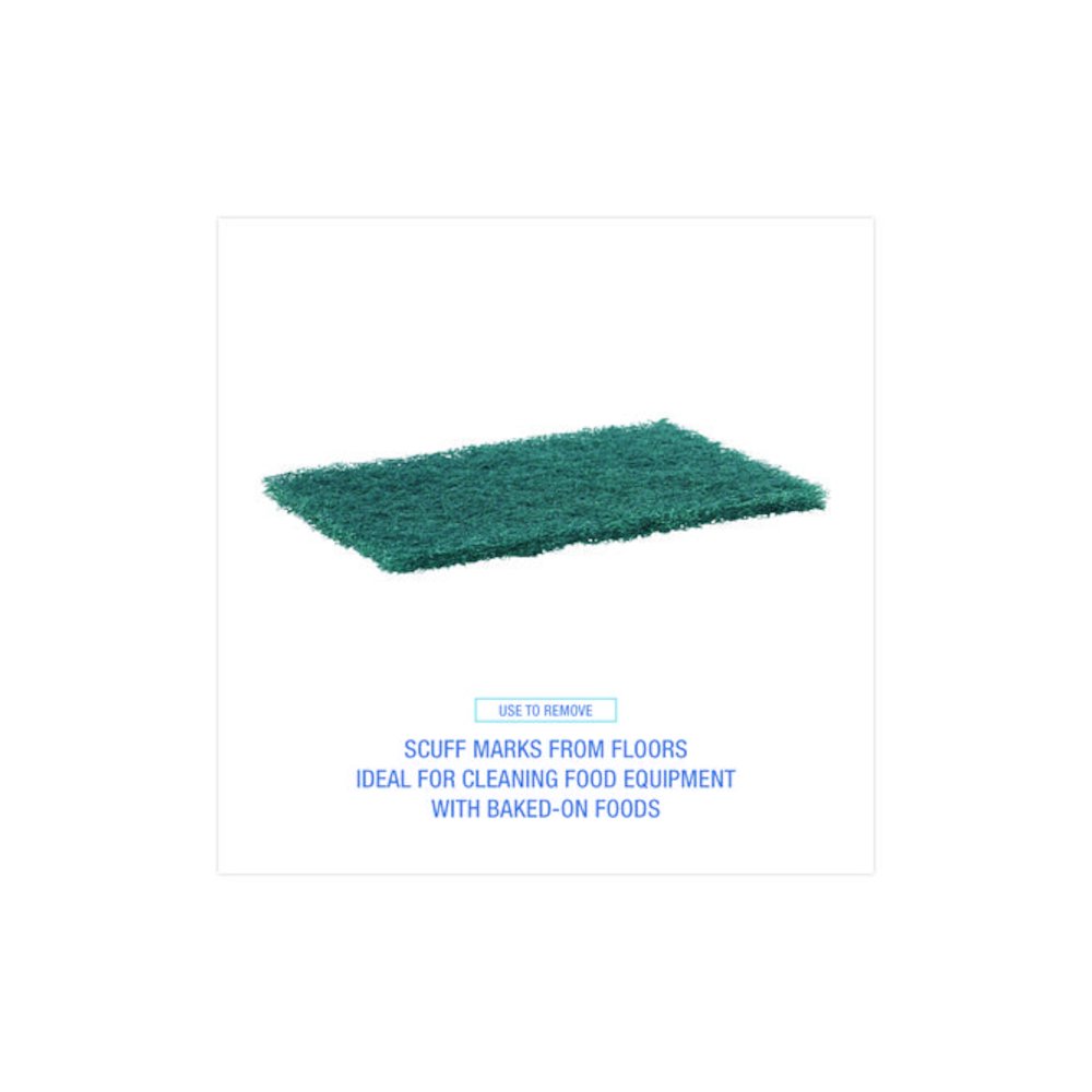 Heavy-Duty Scouring Pad, 6 x 9, Green, 15/Carton. Picture 4