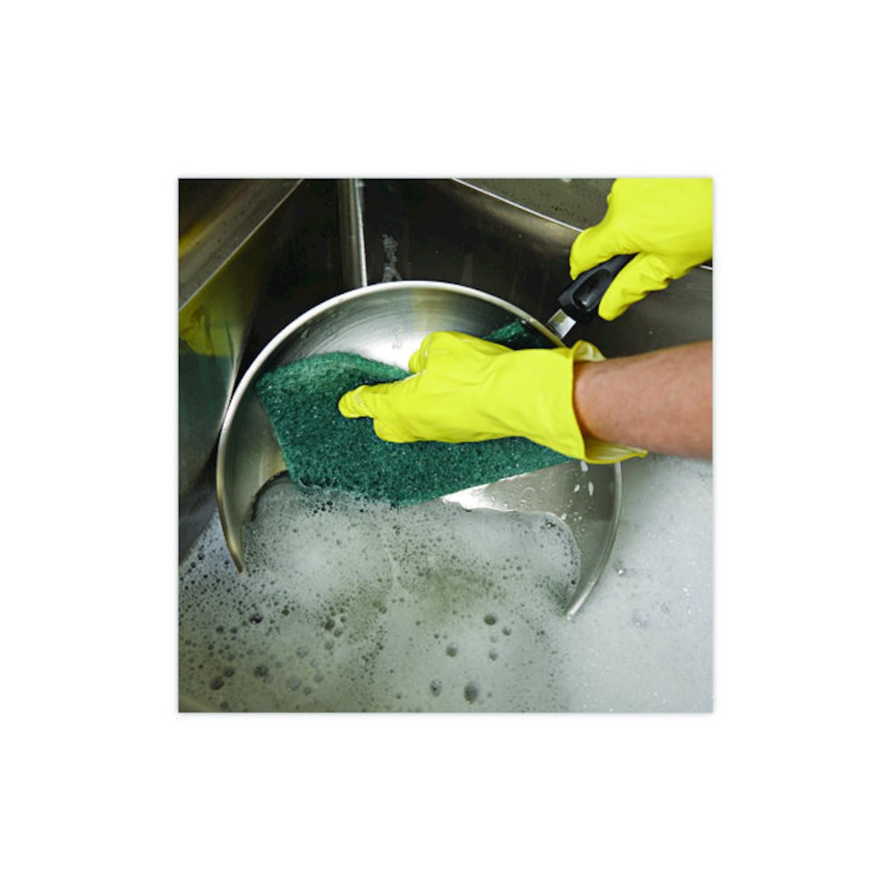 Heavy-Duty Scouring Pad, 6 x 9, Green, 15/Carton. Picture 8